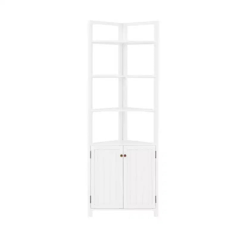 Dover Corner Storage Cabinet with Two Doors and Open Shelving White - Alaterre Furniture