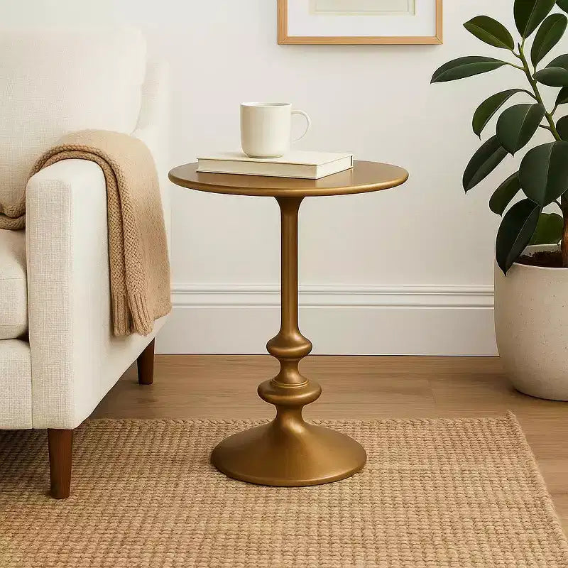 GDFStudio Roderick Modern 22 Gold Polished Aluminum Round End Table