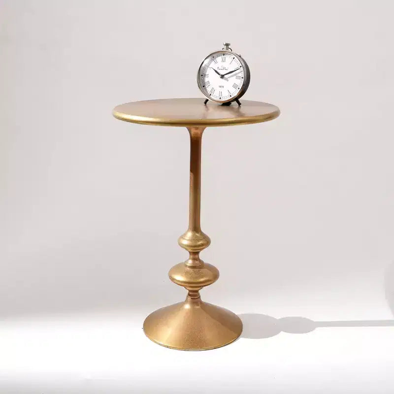 Table d'appoint ronde en aluminium poli or 22 po
