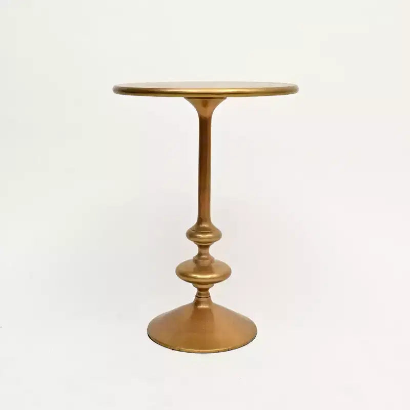 Table d'appoint ronde en aluminium poli or 22 po