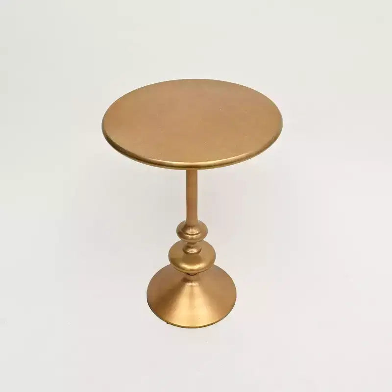 Table d'appoint ronde en aluminium poli or 22 po
