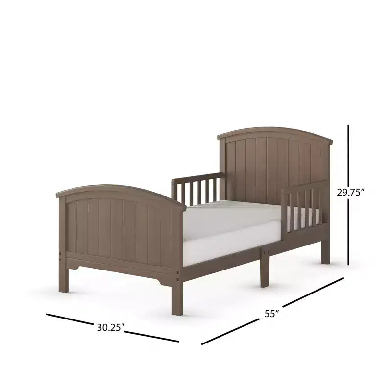 Lit pour tout-petit avec barreaux en arche, bas au sol, en pin