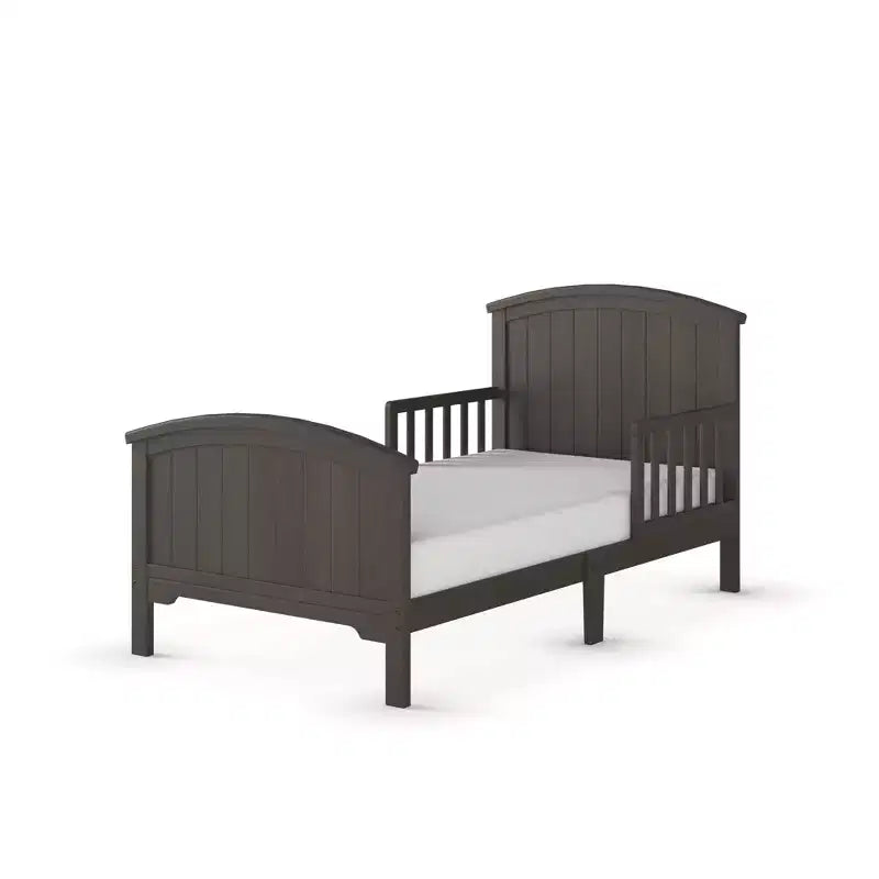 Lit pour tout-petit avec barreaux en arche, bas au sol, en pin