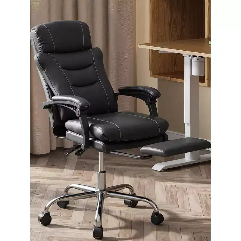 Fauteuil de bureau exécutif en cuir avec repose-pieds, chaise de bureau ergonomique haute résistance à dossier haut, grande taille avec soutien lombaire
