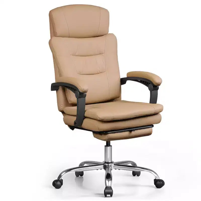 Fauteuil de bureau exécutif en cuir avec repose-pieds, chaise de bureau ergonomique haute résistance à dossier haut, grande taille avec soutien lombaire