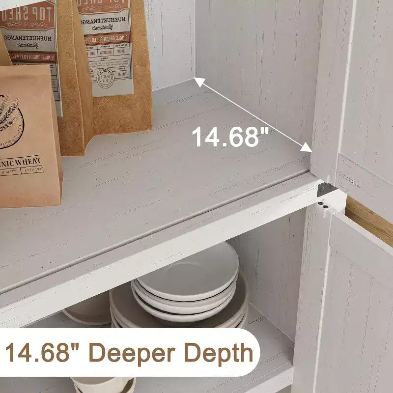 Bibliothèque Arched Farmhouse 7" avec portes en verre/bois - Armoire de rangement à 5 étagères