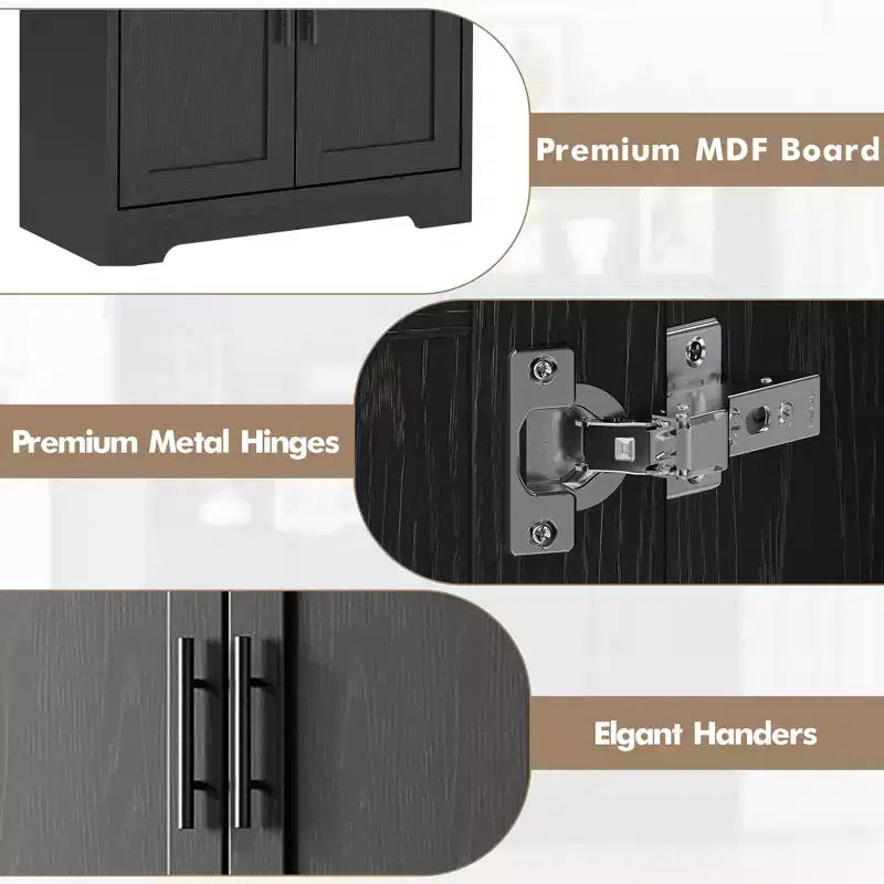 Armoire de cuisine haute de 70 po avec portes et étagères réglables, placard autoportant