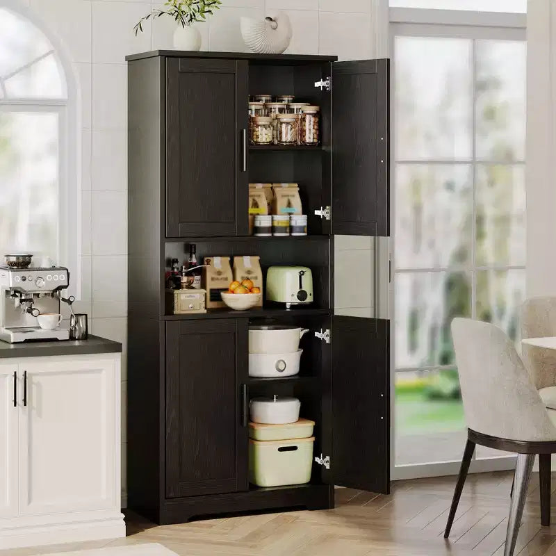 Armoire de cuisine haute de 70 po avec portes et étagères réglables, placard autoportant