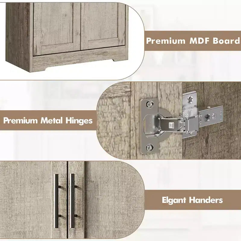Armoire de cuisine haute de 70 po avec portes et étagères réglables, placard autoportant