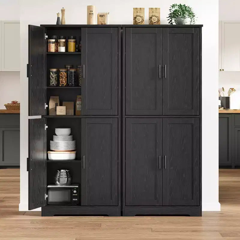 Armoire de cuisine haute de 70 po avec portes et étagères réglables, placard autoportant