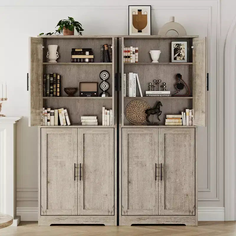 Armoire de cuisine haute de 70 po avec portes et étagères réglables, placard autoportant