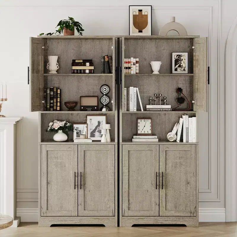 Armoire de cuisine haute de 70 po avec portes et étagères réglables, placard autoportant
