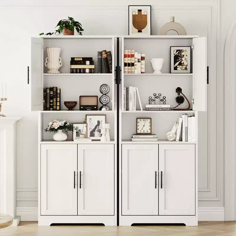 Armoire de cuisine haute de 70 po avec portes et étagères réglables, placard autoportant