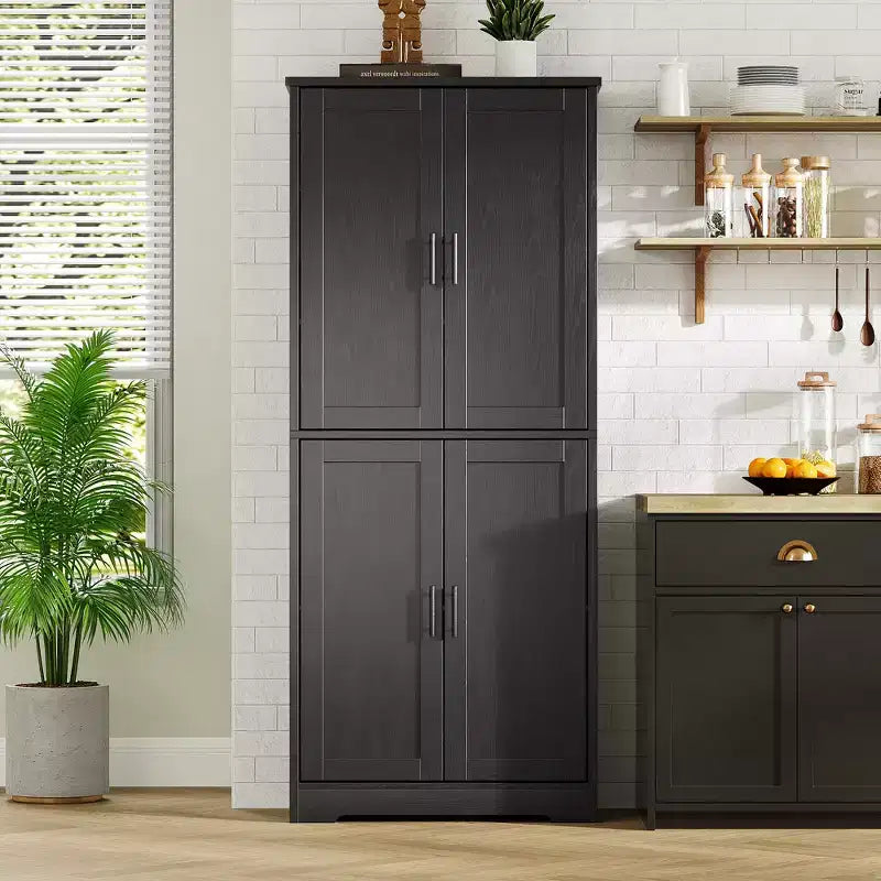 Armoire de cuisine haute de 70 po avec portes et étagères réglables, placard autoportant