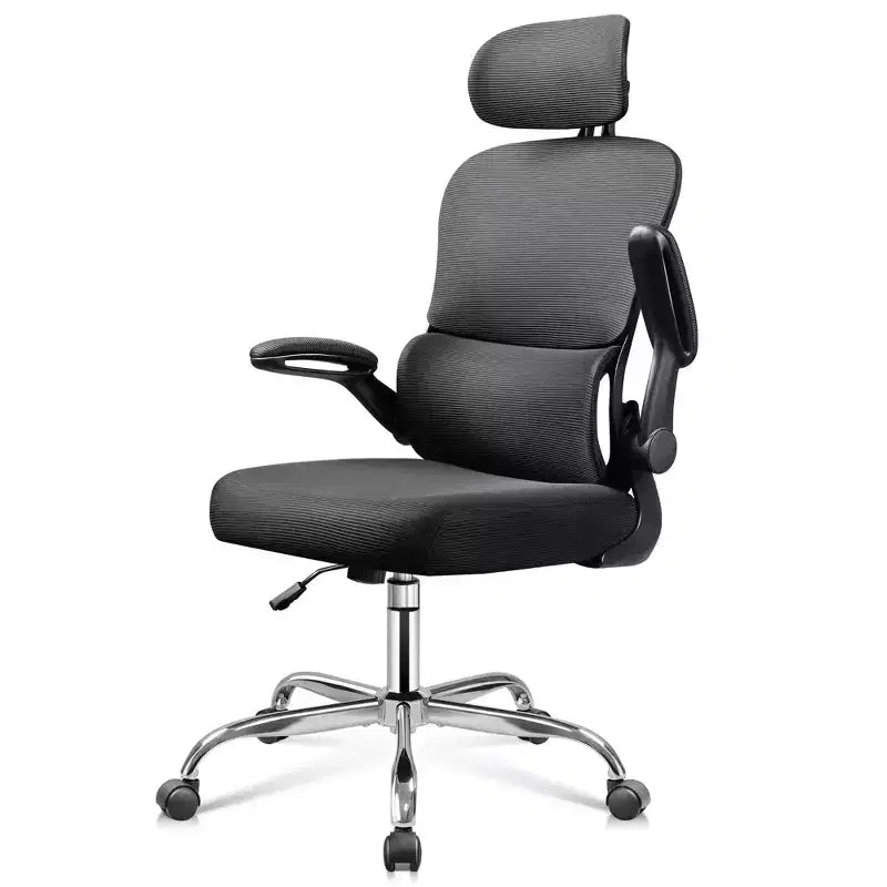 DEXYLLO Mesh Office Chair, Ergonomic Comfort with 3D Headrest & Flip-Up Armrests, Ideal for Professionals & Gamers,Black