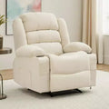 Large Recliner Chair for Adults, Manual Fabric Recliner, Minimalist Single Reclining Sofa with Side Pockets, Cup Holders