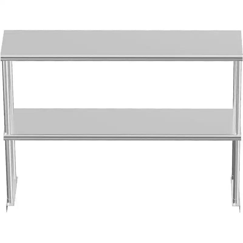 Étagère supérieure réglable en acier inoxydable de 48 po à 2 niveaux pour tables de préparation et plans de travail de cuisine