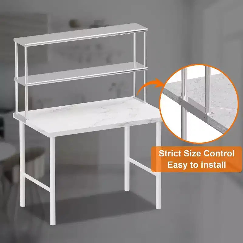 Étagère supérieure réglable en acier inoxydable de 48 po à 2 niveaux pour tables de préparation et plans de travail de cuisine