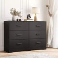 GustoWave 6 Drawer Double Dresser for Bedroom,47 Wide Chest of Drawers, Anti-tip Design, Metal Gold Handles