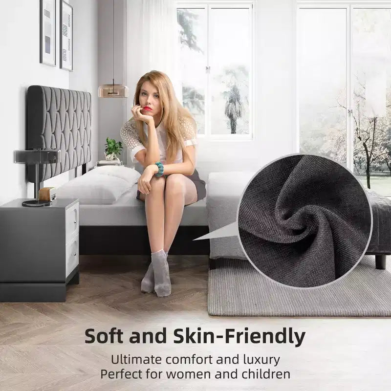 Cadre de lit plateforme Twin XL avec tête de lit capitonnée réglable, gris