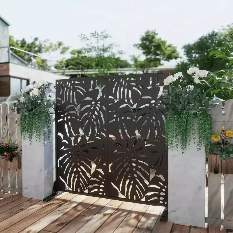 Séparateur de pièce 72H rectangle en métal galvanisé avec cadre autoportant, écran d'intimité, clôture de jardin, terrasse noir