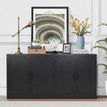 PexFix 62 W x 31 H Sideboard Buffet Cabinet Farmhouse Kitchen Pantry Cabinet with Adjustable Shelves for Kitchen Dining Room Living Room Black