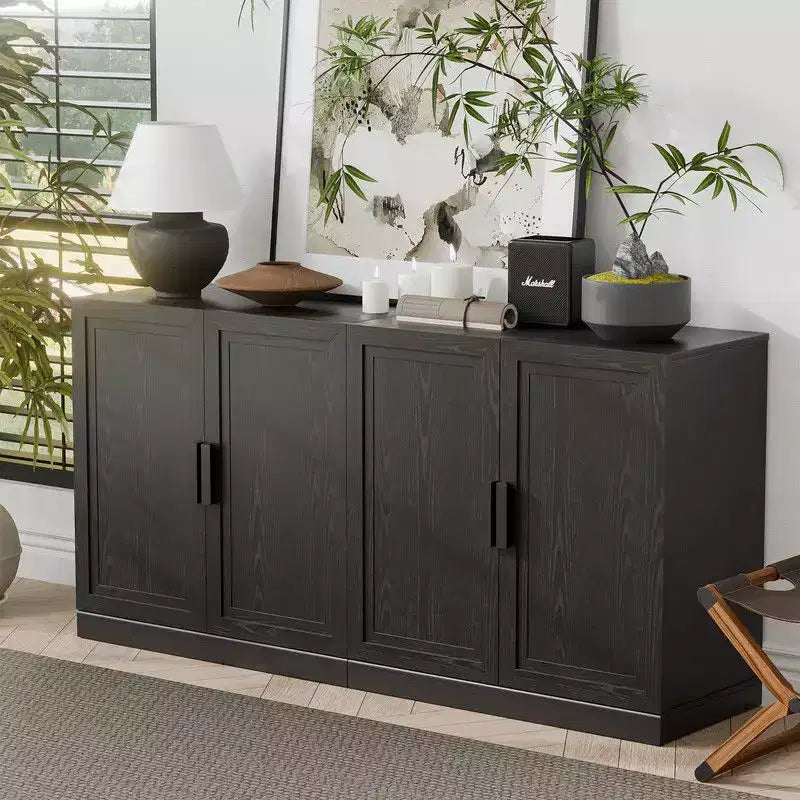 62 L x 31 H Buffet vaisselier avec étagères réglables pour cuisine, salle à manger, salon, noir
