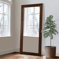 MAYEERTY Full-Length Mirror Solid Wood Straight Edge Right Angle Arch Black 71x35x1in No Stand