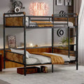 Twin XL over Twin XL Metal Bunk Bed Industrial Detachable Bunkbeds with Safety Guard Rails for Teens Black