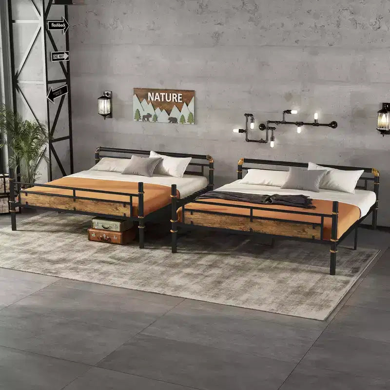 Lit superposé en métal Twin XL sur Twin XL avec barres de sécurité