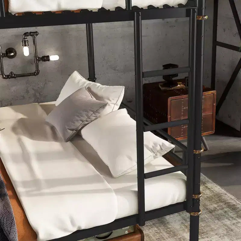 Lit superposé en métal Twin XL sur Twin XL avec barres de sécurité