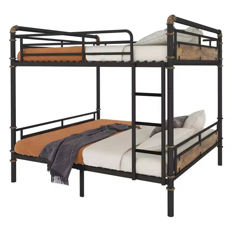 Lit superposé en métal Twin XL sur Twin XL avec barres de sécurité