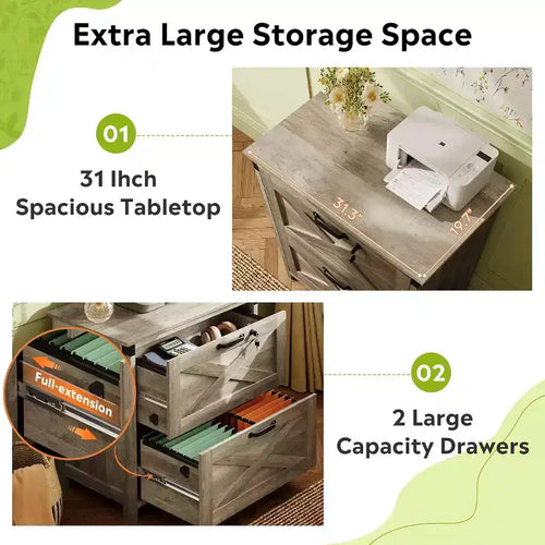 Meuble de rangement latéral à 2 tiroirs avec serrure, support d'imprimante en bois pour bureau à domicile, convient aux formats lettre/légal/A4