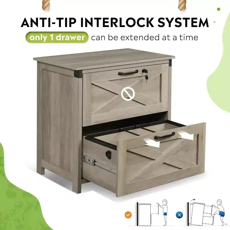 Meuble de rangement latéral à 2 tiroirs avec serrure, support d'imprimante en bois pour bureau à domicile, convient aux formats lettre/légal/A4