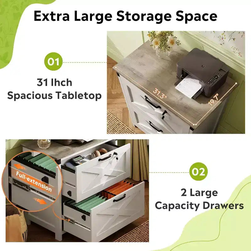 Meuble de rangement latéral à 2 tiroirs avec serrure, support d'imprimante en bois pour bureau à domicile, convient aux formats lettre/légal/A4