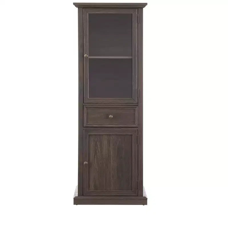 Meuble de rangement haut moderne avec portes et étagères en verre - Buffet autoportant avec tiroir pour salon, cuisine, salle à manger et bureau
