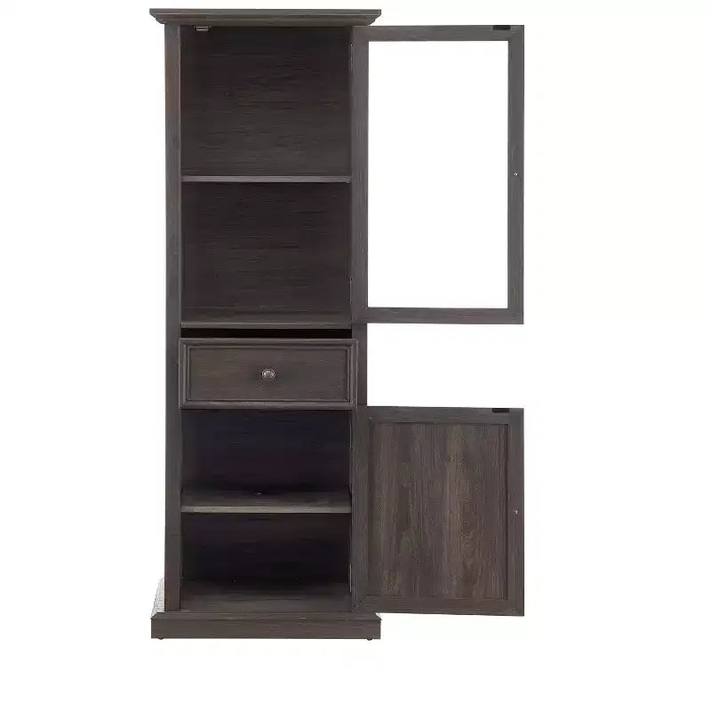Meuble de rangement haut moderne avec portes et étagères en verre - Buffet autoportant avec tiroir pour salon, cuisine, salle à manger et bureau