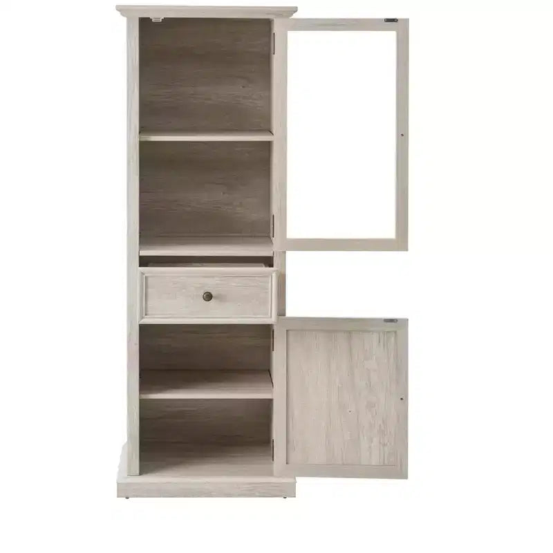 Meuble de rangement haut moderne avec portes et étagères en verre - Buffet autoportant avec tiroir pour salon, cuisine, salle à manger et bureau