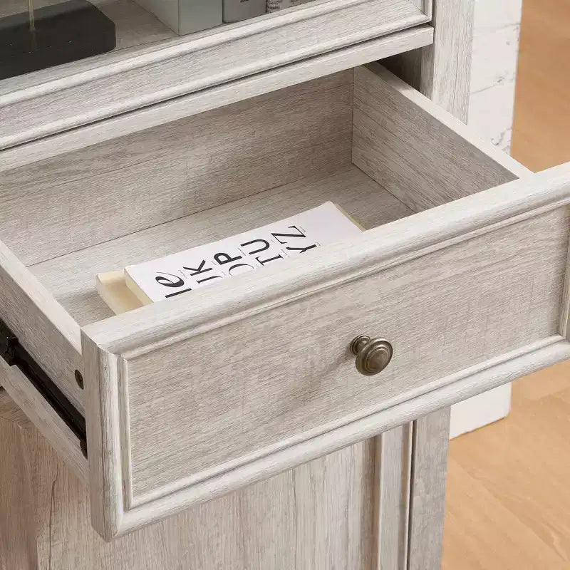 Meuble de rangement haut moderne avec portes et étagères en verre - Buffet autoportant avec tiroir pour salon, cuisine, salle à manger et bureau
