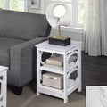 HomeStock Belmont End Table with Shelves and Octagon Cut Out Sides, Contemporary Three Tier Storage Accent Side Table for Living Room Dcor