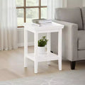 HomeStock Belmont End Table with Raised Edge Tray Top and Lower Shelf, Rubberwood Accent Table for Storage, Display and Organization