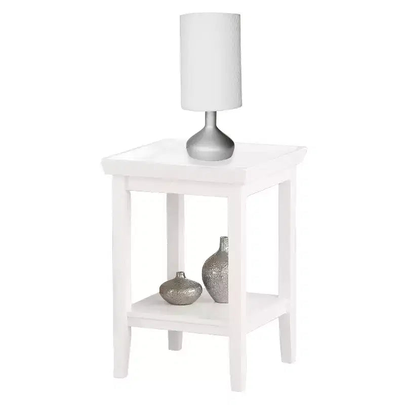 Table d'appoint avec plateau amovible à rebord surélevé et étagère inférieure, table d'appoint en bois d'hévéa pour le rangement, l'exposition et l'organisation