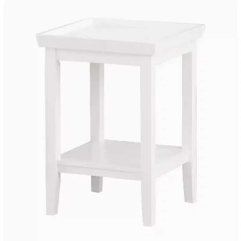 Table d'appoint avec plateau amovible à rebord surélevé et étagère inférieure, table d'appoint en bois d'hévéa pour le rangement, l'exposition et l'organisation