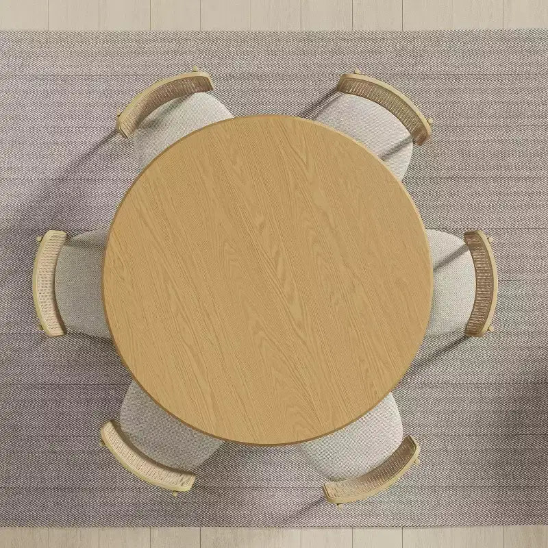 Table à manger ronde en bois de 132 cm pour 4 à 6 personnes avec pied cannelé