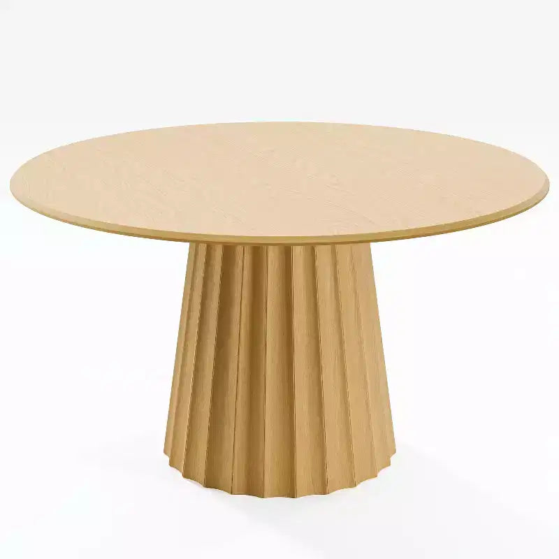 Table à manger ronde en bois de 52 po avec piétement fuselé cannelé, 6 places