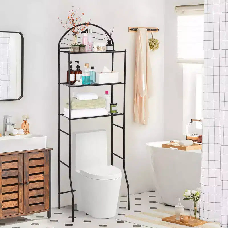 3-Tier Over The Toilet Storage, Freestanding Metal Bathroom Organizer Shelf Over Toilet, Space-Saving Above The Toilet Shelf for Bathroom