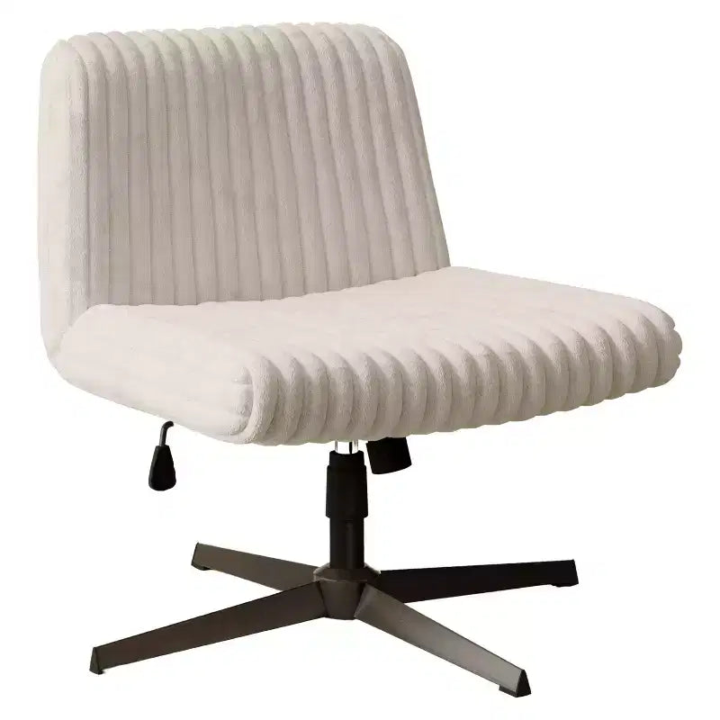 Chaise Criss-Cross avec Hauteur Réglable, Chaise de Bureau avec Assise Extra Large, Chaise Confortable pour la Maison, le Bureau, Blanc