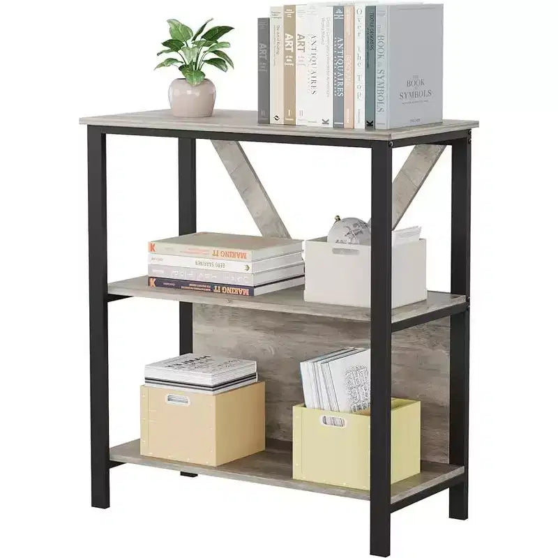 3-layer Large Capacity Open Bookcase with Metal Frame, Sturdy and Durable, Suitable for Living Room, Home Office, Bedroom