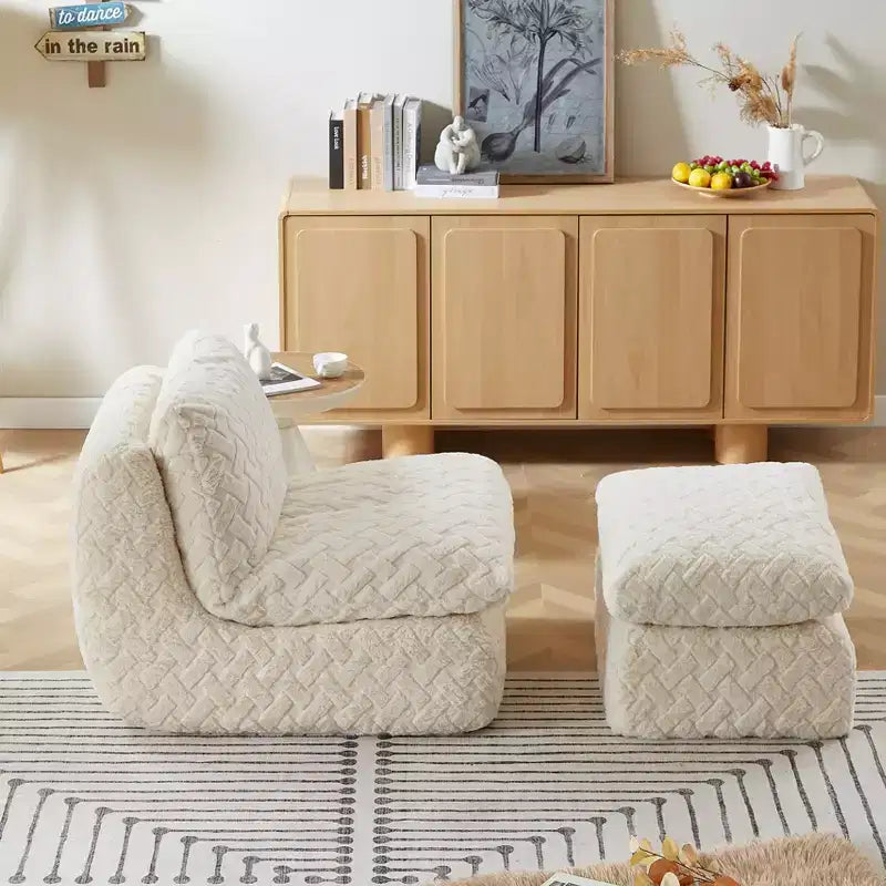 Fauteuil pivotant entièrement compressif avec pouf
