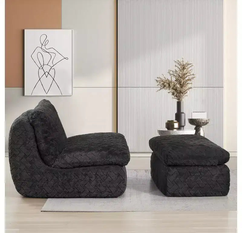Fauteuil pivotant entièrement compressif avec pouf